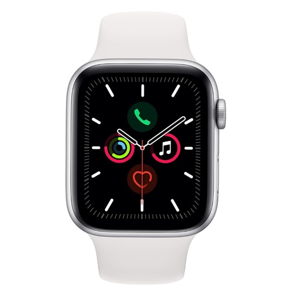 Apple Watch Series 5 GPS 44MM Silver Aluminum Case with White Sport Band - Picture 1 of 14